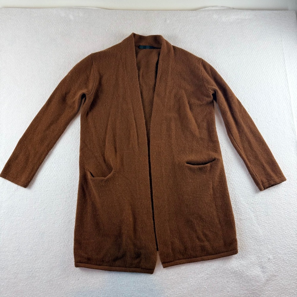 Jenni Kayne 100% Cashmere Open Front Cardigan Brown Small 37-7387-D21